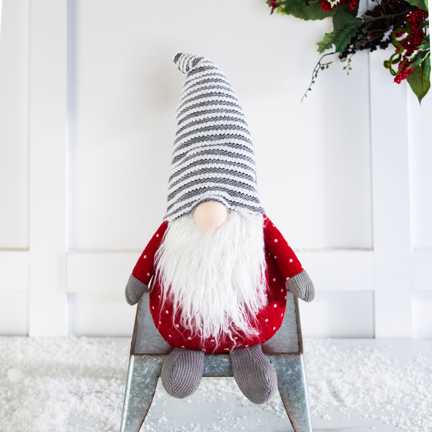 Gnome - Plush Holiday Grey Stripe
